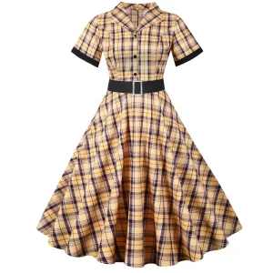 vestido retro rockabilly cuadros