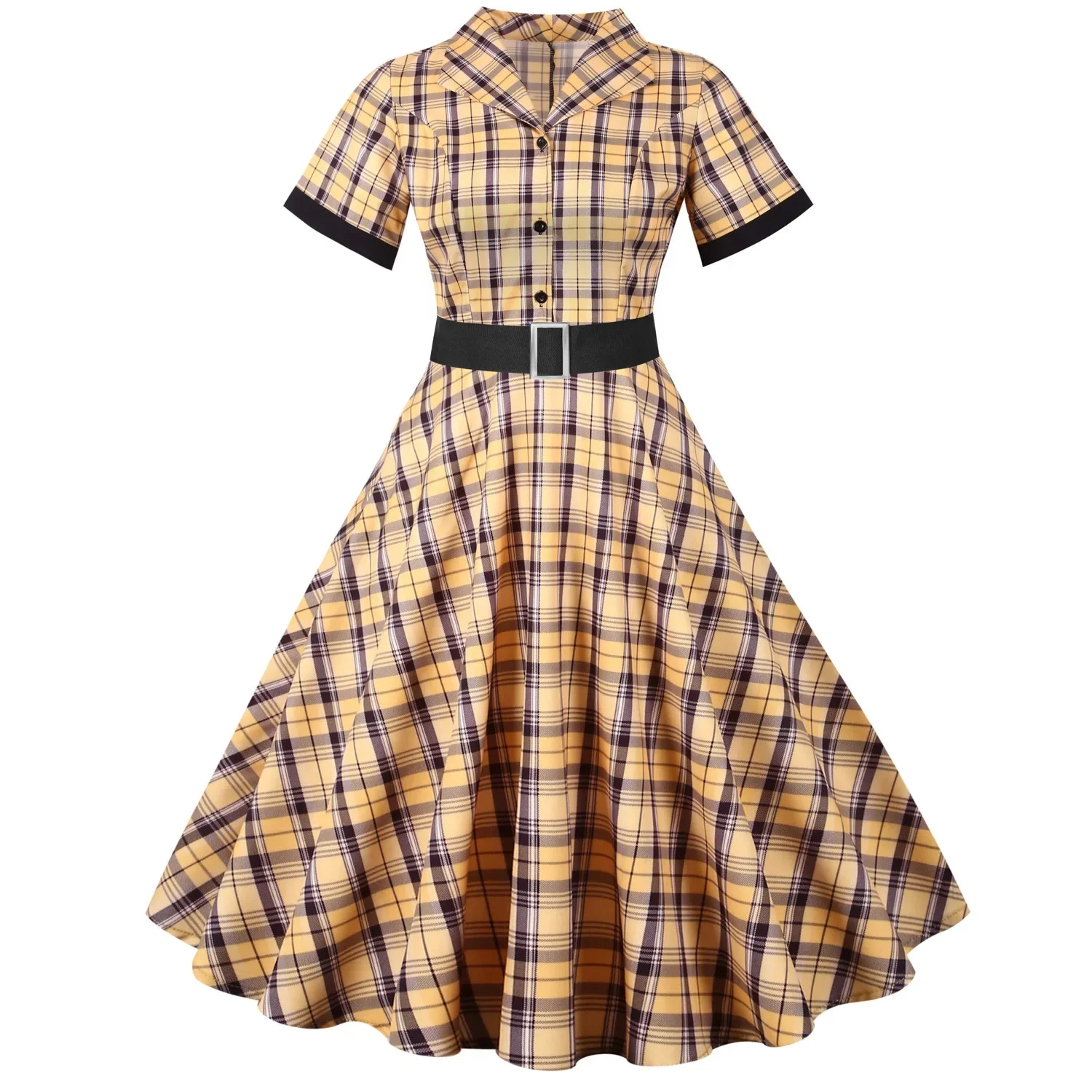 vestido retro rockabilly cuadros
