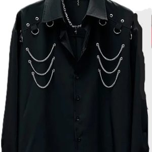 camisa cadenas rock negra
