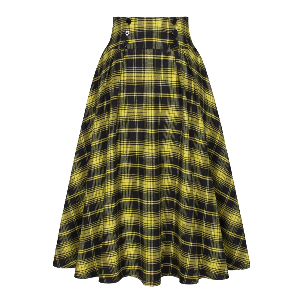 falda rockabilly cuadros amarillos