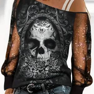 Camiseta calavera cuello barco