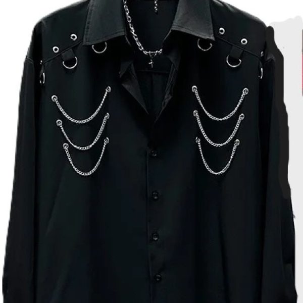 camisa cadenas rock negra